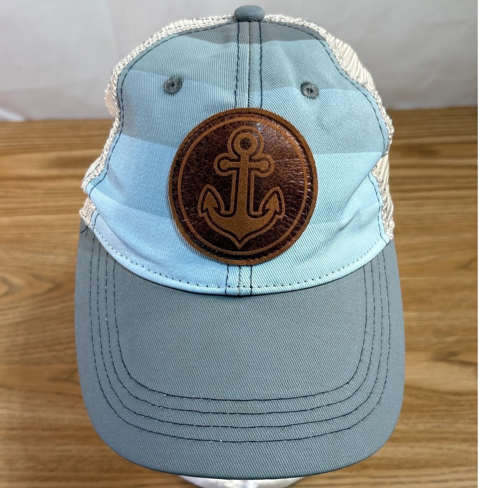 DK Caps St George Island FL‎ Anchor Trucker Hat Mens OSFA Blue Grey Excellent